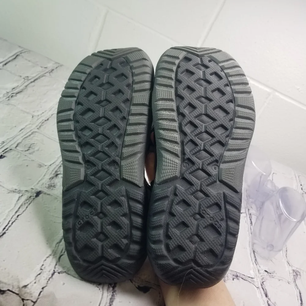 Crocs Swiftwater mesh black gray mesh deck shows